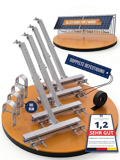 Support de garde-corps de balcon Lichtblicker avec profilés d'aluminium et crochets inox