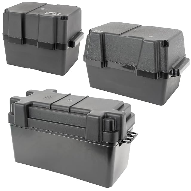 Coffre à batterie marine HonuNautic noir avec poignées latérales