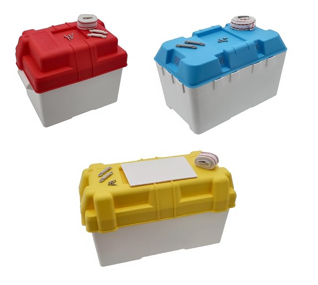 Coffre à batterie wellenshop à couvercle bleu