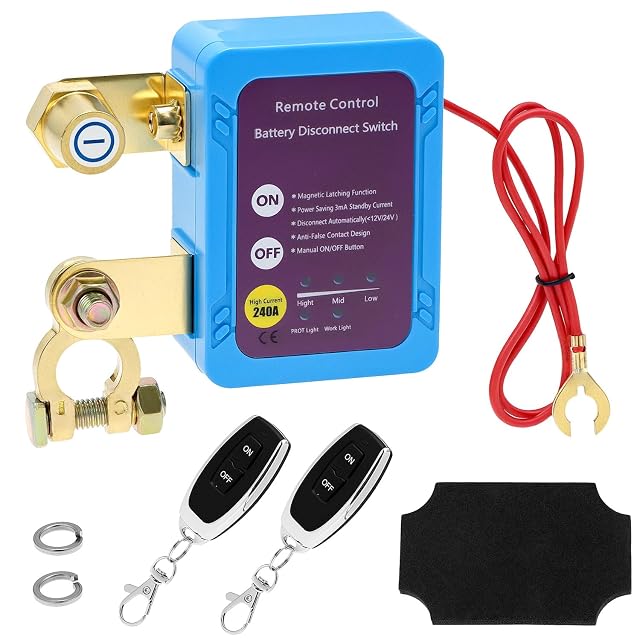 Coupe-batterie à télécommande sans fil QWORK avec deux télécommandes
