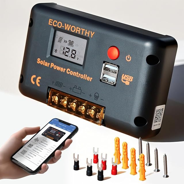 Régulateur solaire PWM Bluetooth ECO-WORTHY 30 A avec écran LCD
