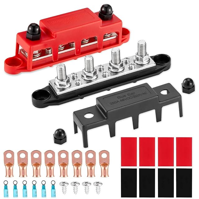 Paire de barres de distribution Aigreat rouge et noire avec capots transparents