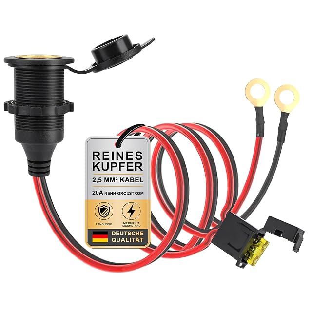 Prise 12 V de qualité marine Dongge avec câble épais et porte-fusible