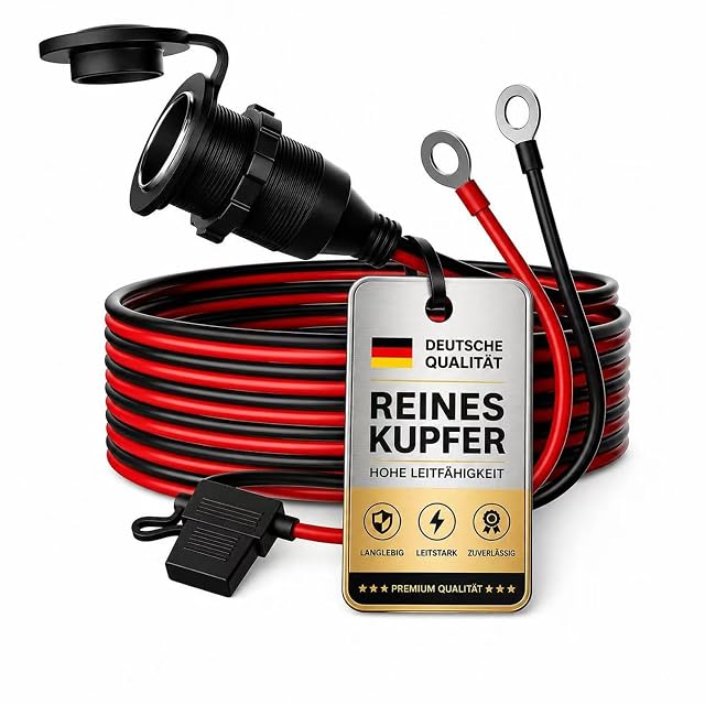 Prise d'accessoire 12 V RGBer avec cosses à œil et fusible en ligne