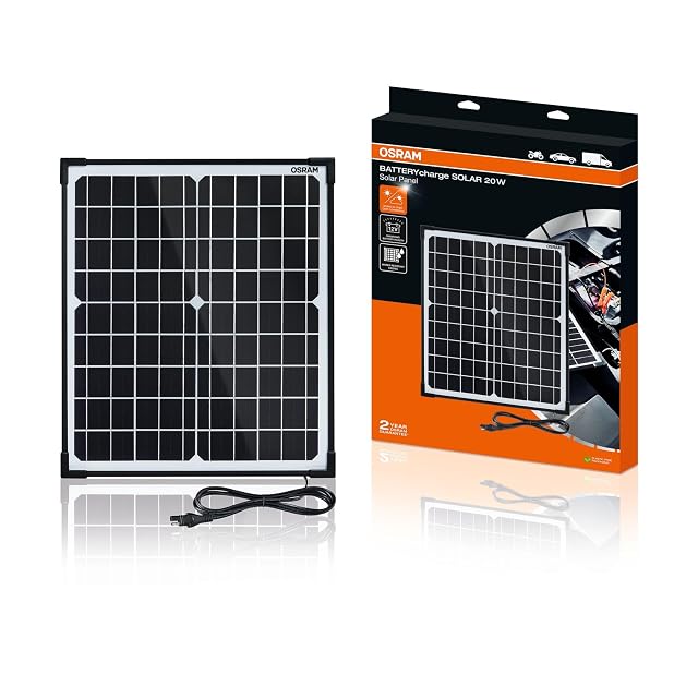 Panneau Osram BATTERYcharge SOLAR 20 W dans un cadre en aluminium