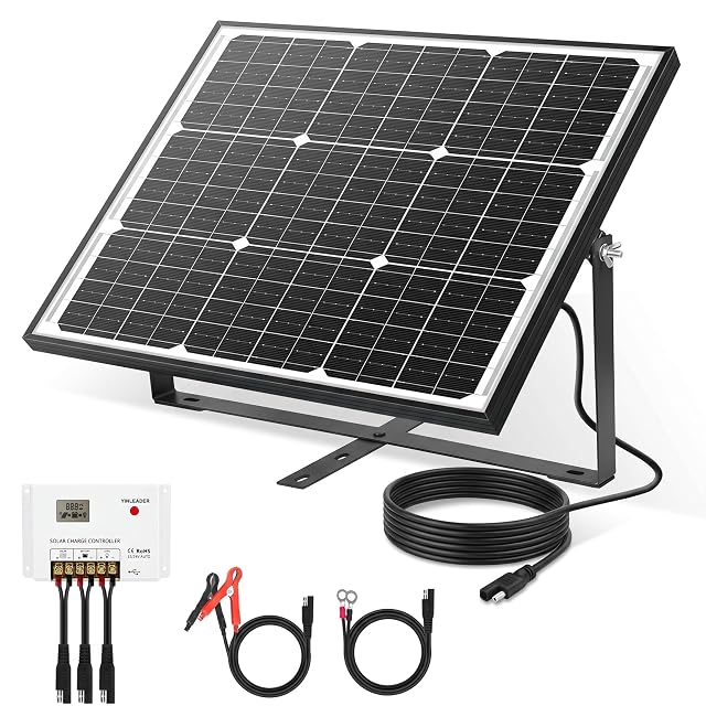 Panneau solaire monocristallin Yinleader 50 W avec régulateur PWM et câbles SAE