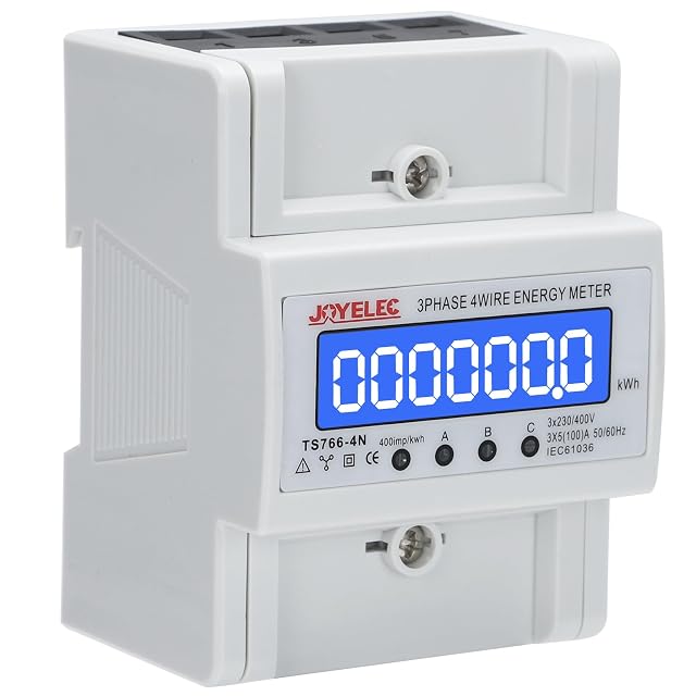 Compteur d'énergie triphasé sur rail DIN JOYELEC avec LCD