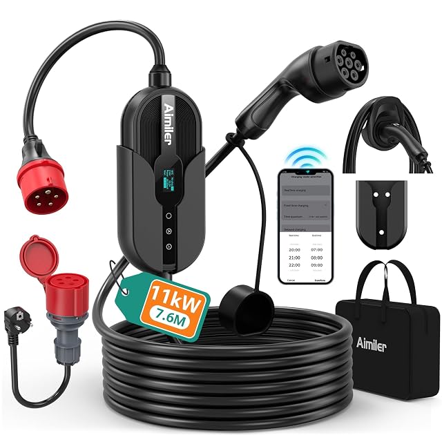 Wallbox mobile AIMILER de 11 kW avec écran OLED