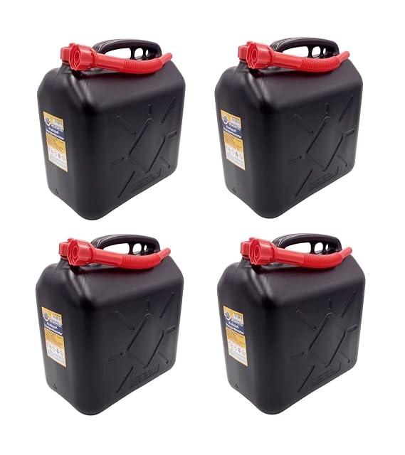 Jerricans plastique noirs FILMER de 20 litres, quatre par lot