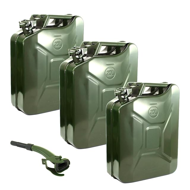 Jerricans métalliques vert olive Holmwerk de 20 litres, trois par lot