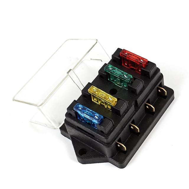 Boîte à fusibles à lame AWEHIRU à quatre voies avec couvercle transparent