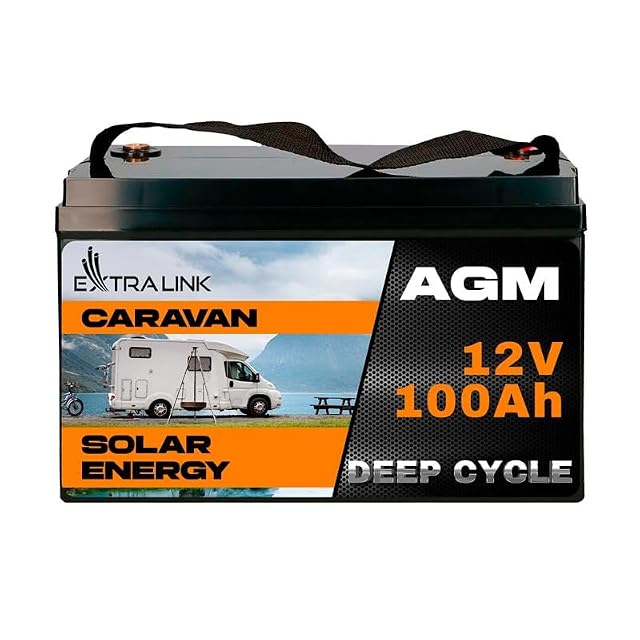 Batterie de servitude AGM Extralink de 100 Ah avec bornes M8