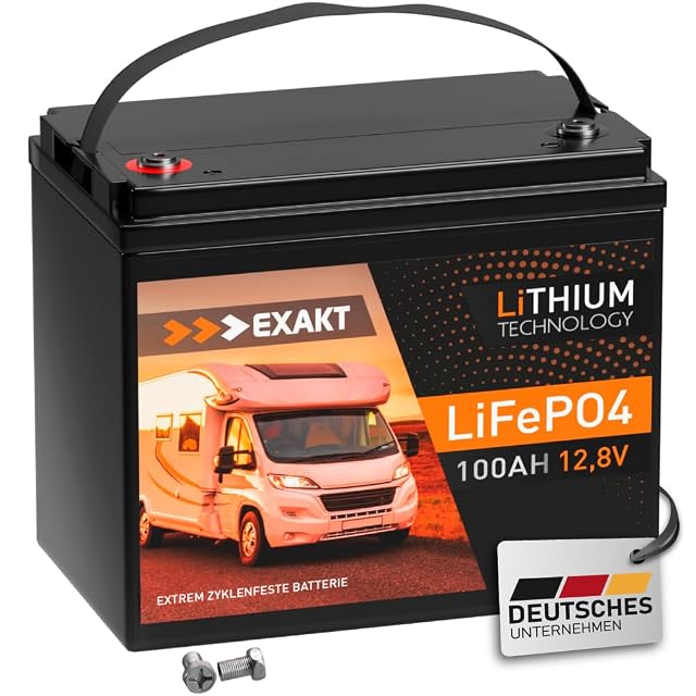 Batterie LiFePO4 EXAKT de 100 Ah avec bornes filetées M8