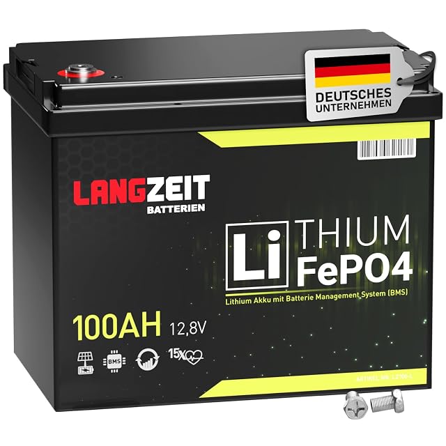 Batterie LiFePO4 LANGZEIT de 100 Ah dans un boîtier noir compact