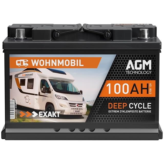 Batterie AGM VRLA EXAKT de 100 Ah pour camping-cars et bateaux