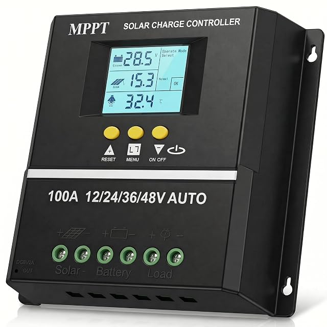 Régulateur de charge MPPT Fuhuihe de 100 A avec écran LCD et ports USB