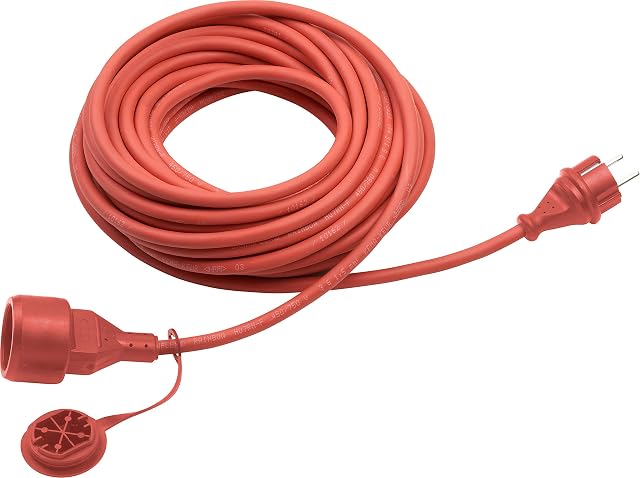 Rallonge caoutchouc rouge Meister de 10 m avec prise Schuko
