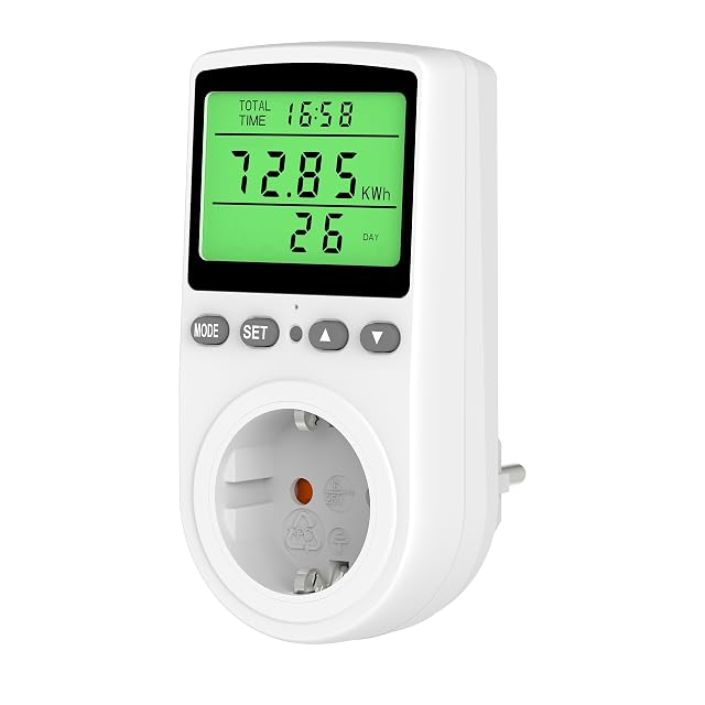 Compteur d'énergie sur prise Awootsv à écran rétroéclairé