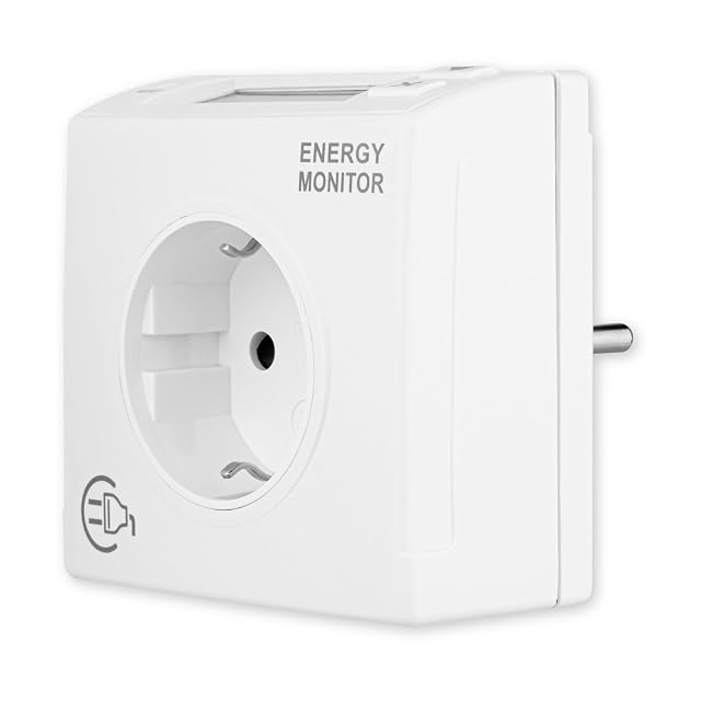 Compteur d'énergie sur prise REV blanc à écran LCD