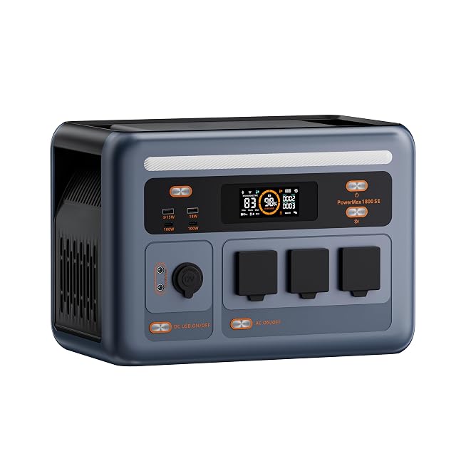 Station d’énergie ECOGREAT PowerMax 1800SE avec trois prises secteur et un écran