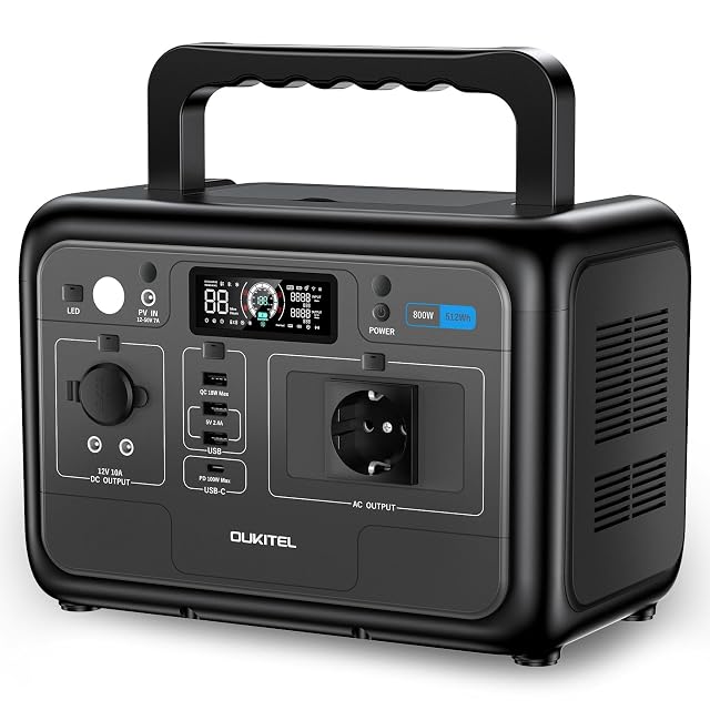 Station d’énergie portable OUKITEL P800E avec huit ports de sortie et une poignée de transport
