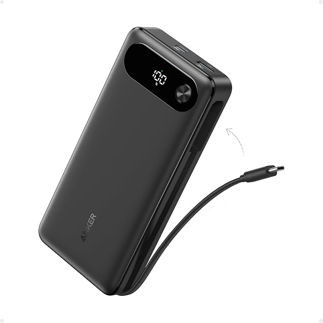 Batterie externe Anker de 20 000 mAh et 87 W avec câble USB-C intégré