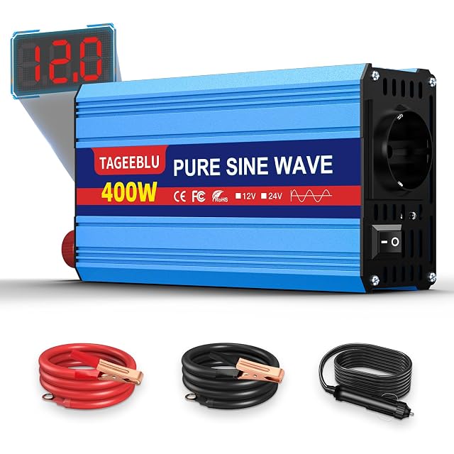 Onduleur à sinus pur TAGEEBLU de 400 W avec afficheur numérique