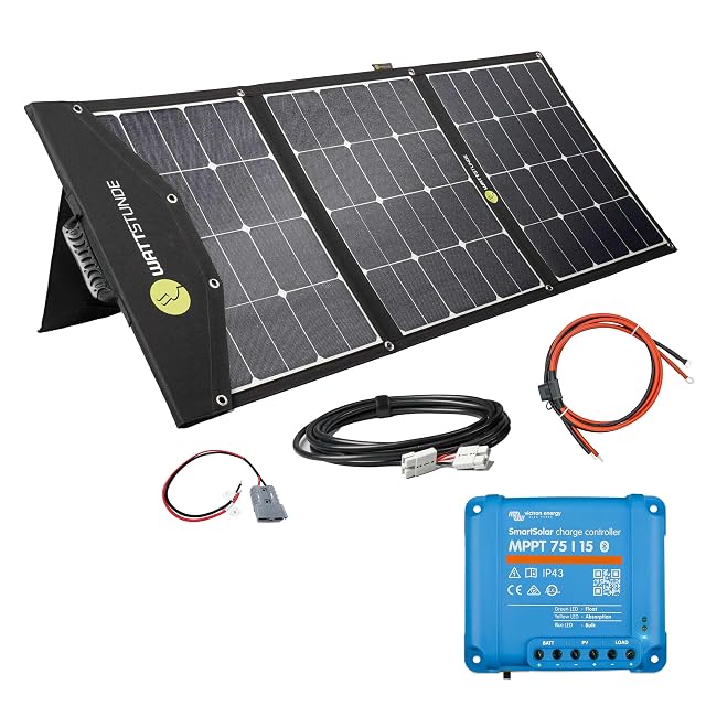 Valise solaire WATTSTUNDE SunFolder avec un régulateur Victron MPPT et ses câbles