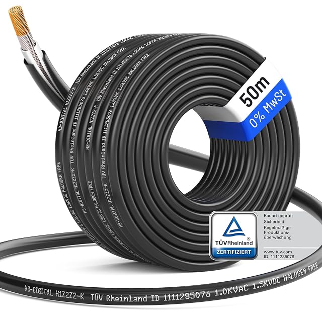 Touret de 50 m de câble solaire H1Z2Z2-K de 6 mm² HB-DIGITAL