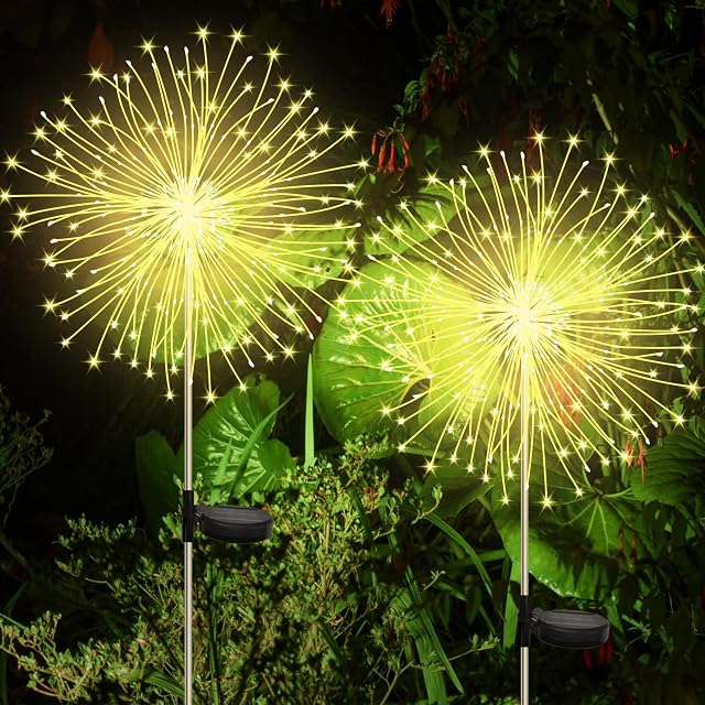 Lampes solaires de jardin CNMTCCO en forme de feu d'artifice avec branches en fil de cuivre