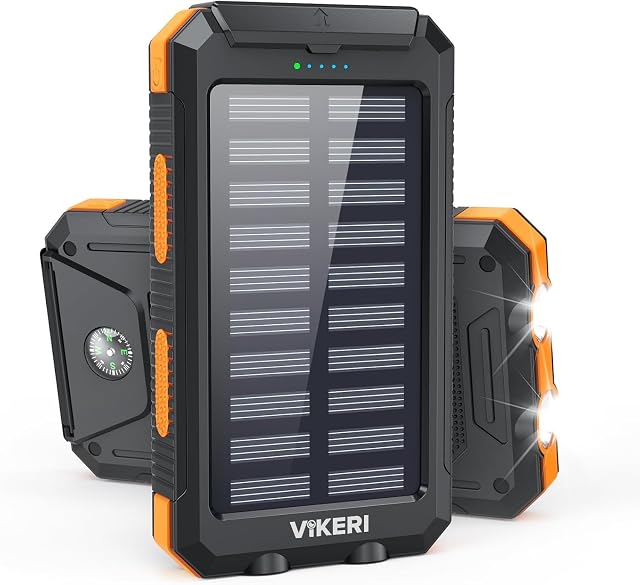 Batterie externe solaire Vikeri de 26 800 mAh avec panneau intégré