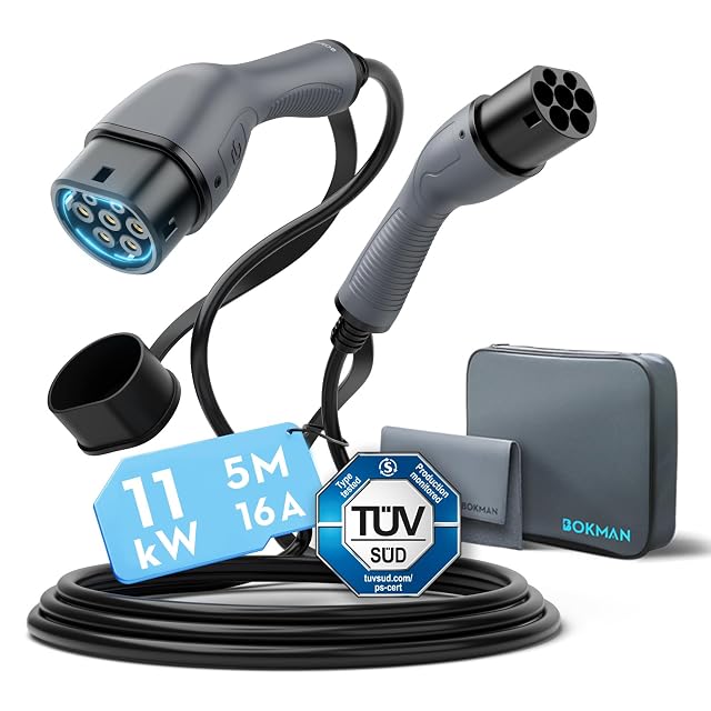 Câble de charge Type 2 bokman noir, cinq mètres