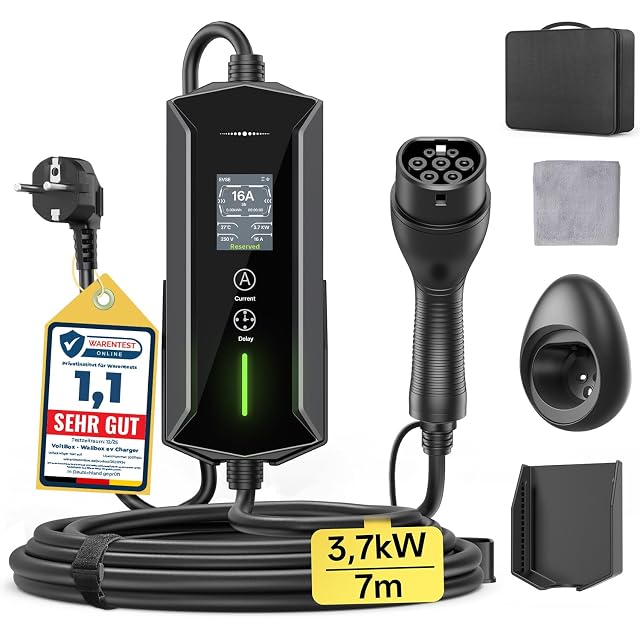 Chargeur portable Type 2 VoltBox avec fiche Schuko et boîtier de commande