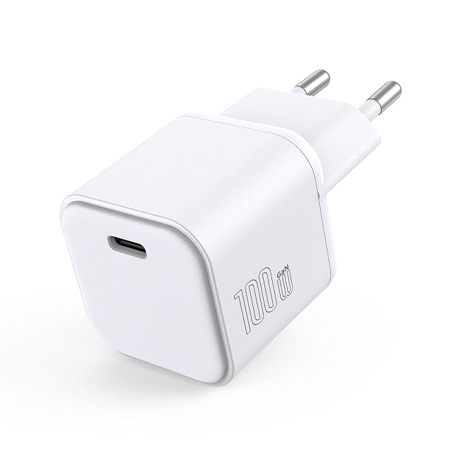 Chargeur USB-C GaN Mukiya 100 W avec fiche plate escamotable
