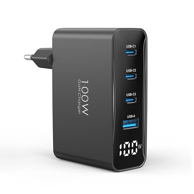 Chargeur GaN TOPADRE 100 W à quatre ports avec afficheur LED