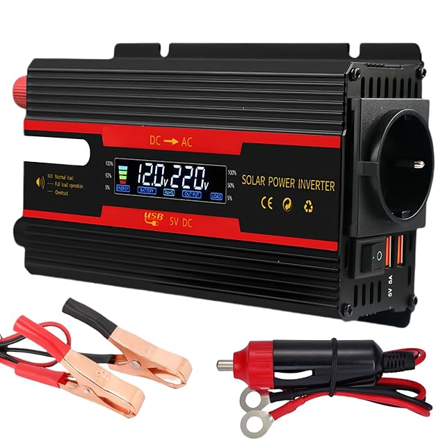 Convertisseur de tension HOSPAOP avec prises EU, ports USB et écran LCD