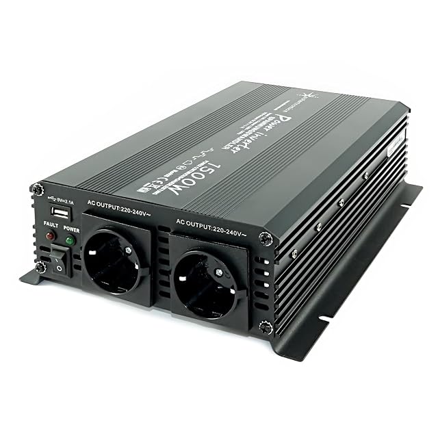 Convertisseur de tension solartronics NM1500 noir avec ses câbles de batterie